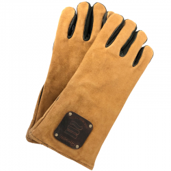 Gants anti chaleur en cuir pour cheminée et insert ouvert