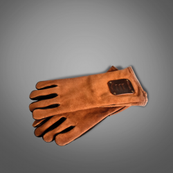 Gants anti chaleur en cuir pour cheminée et insert ouvert