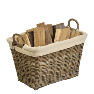 Corbeille A Bois Bahia + Tissus Rotin Naturel