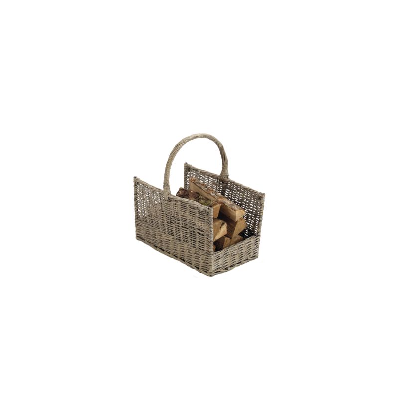 Panier A Bois Noveo Osier Grisé