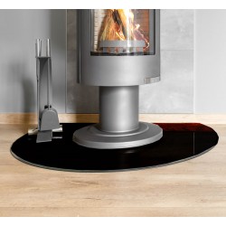 Floor protective plate - black glass - round cut Ø100x90cm