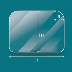 Flat glass panel with 4 rounded corners