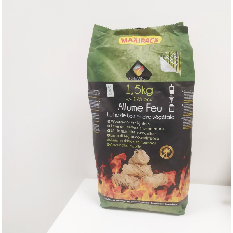 Sac de 125 allumettes feu laine de bois