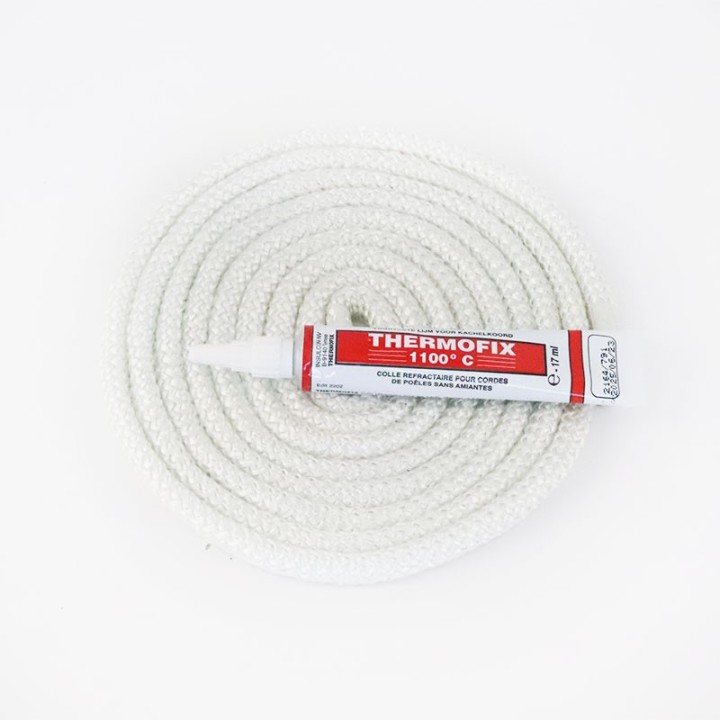 Junta Redonda Trenzada (blanca) ø 8 mm x 2,5 m + pegamento - Capska