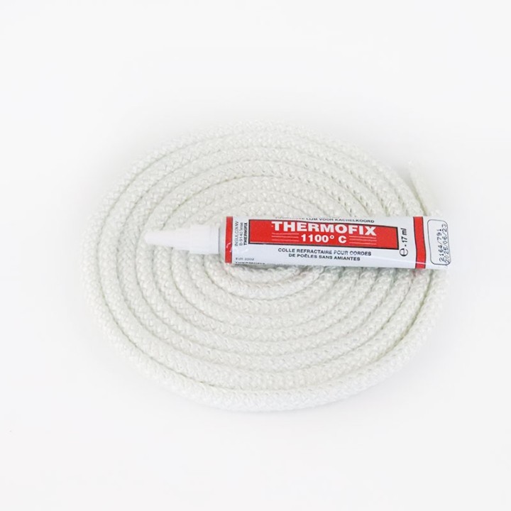 Junta Redonda Trenzada (blanca) ø 7 mm x 2,5 m + pegamento - Capska