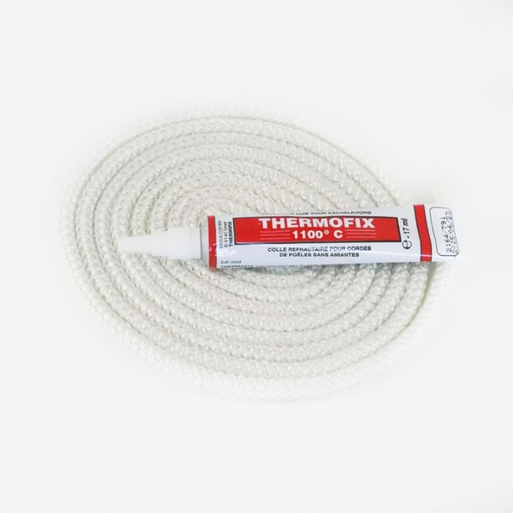 Joint rond tressé ø 6 mm x 2,5 m + colle