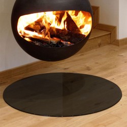 Floor protective plate - Black glass - Round Ø100cm