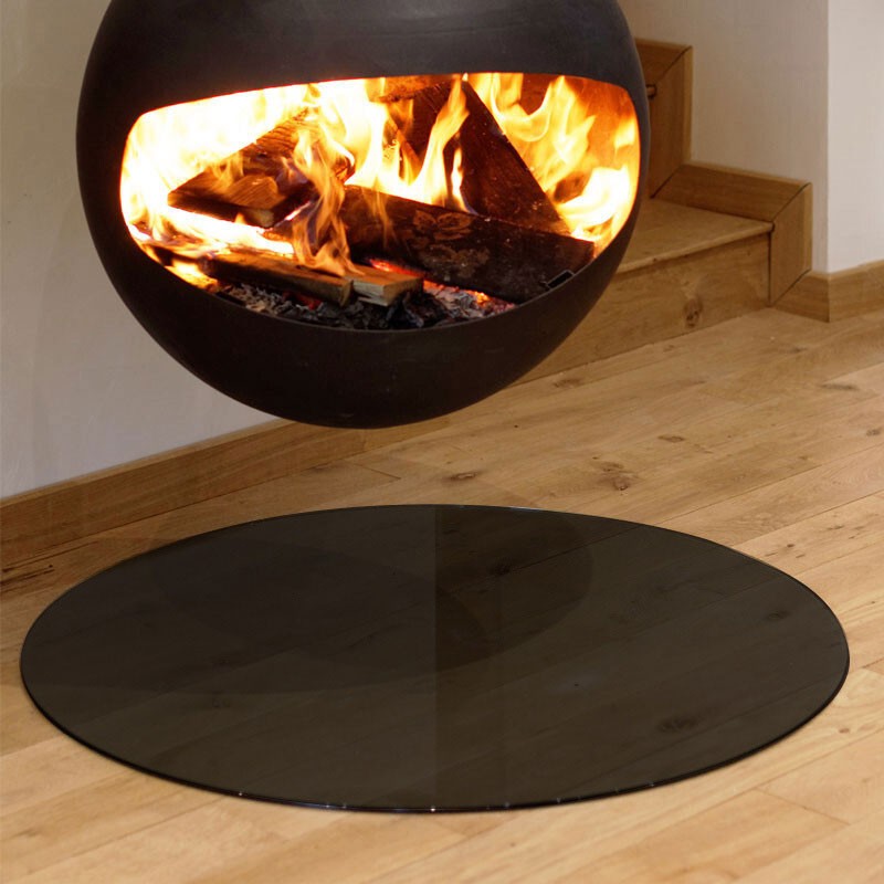 Plaque de sol en verre ronde laqué noir Ø1000mm Plaque de sol en verre ronde laqué noir Ø1000mm