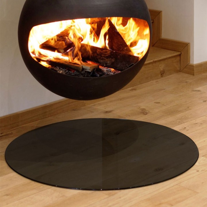 Placca pavimento vetro nero laccato rotonda 1000mm