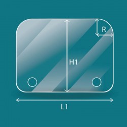 Vitre percée avec 4 angles arrondis