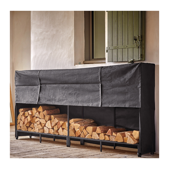 Stoker Outdoor Log Rack Black Steel Wood Storage - Capska