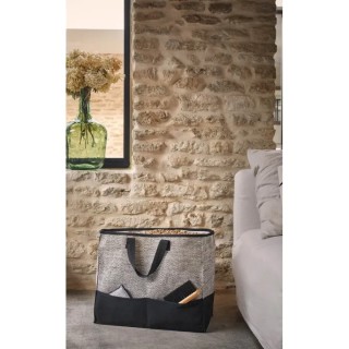 Borsa porta tronchi o pellet in cotone nero Tweed - Dixneuf | Design elegante e pratico - Capska