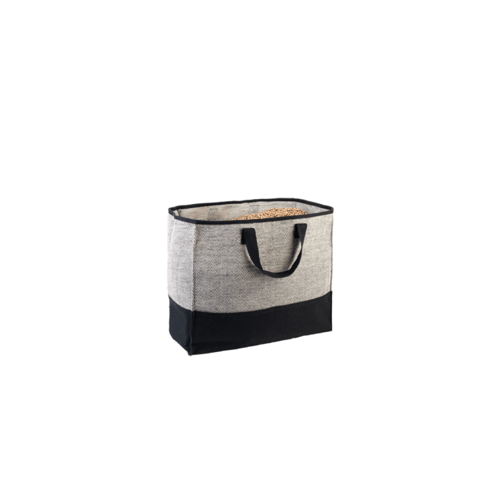 Borsa porta tronchi o pellet in cotone nero Tweed - Dixneuf | Design elegante e pratico - Capska