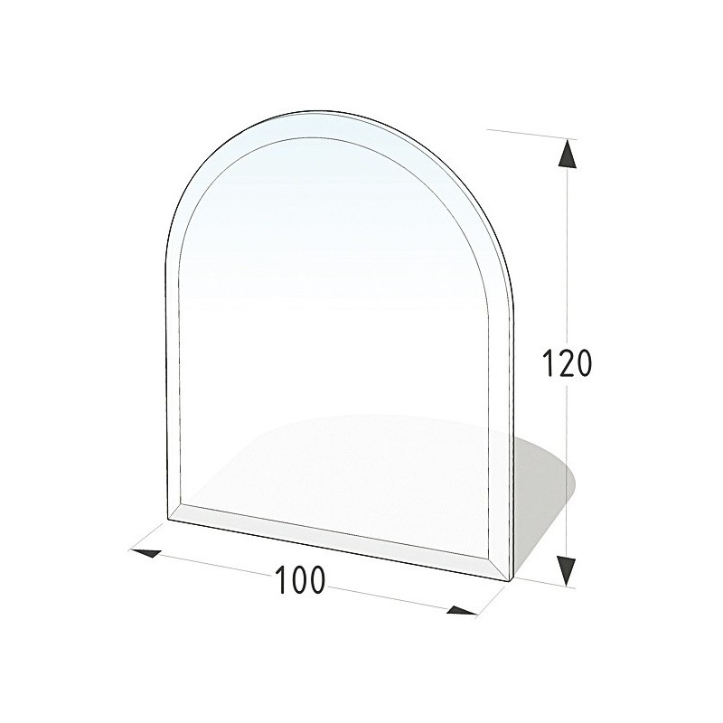 Vetro da pavimento a forma di arco di cerchio 100x120 cm spessore 8 mm