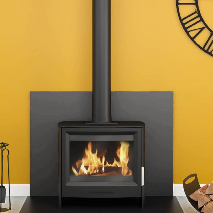 Placa de protección de pared cuadrada gris lisa para estufas de pellets de madera - Capska