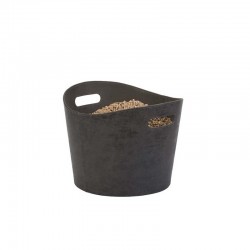 Rangement Bois Gamma Simili Cuir Gris verni