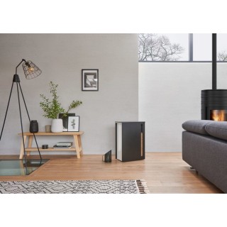 Cargo Black and White Pellet Storage on Wheels for Pellet Stoves - Capska