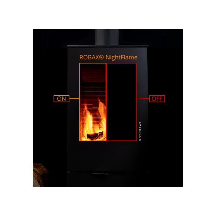 Artwood ORIO Side Glass - ROBAX NightFlame® Glass with Light-dark Effect
