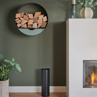 Dixneuf Corinthe Wall-Mounted Log Rack Frosted Black with Drawer