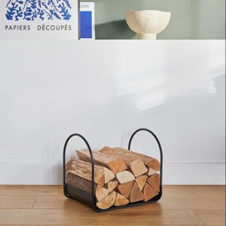 Rialto Frosted Black Dixneuf Log Holder - Steel Fireplace Accessory