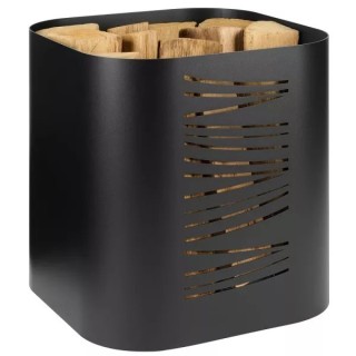 Dixneuf Taikal Frosted Black Log Rack - Elegant Storage for Fireplace