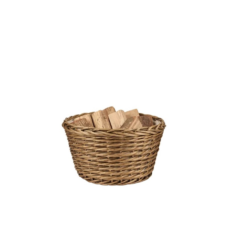 Corbeille à bûches Louison Dixneuf en osier naturel avec sac