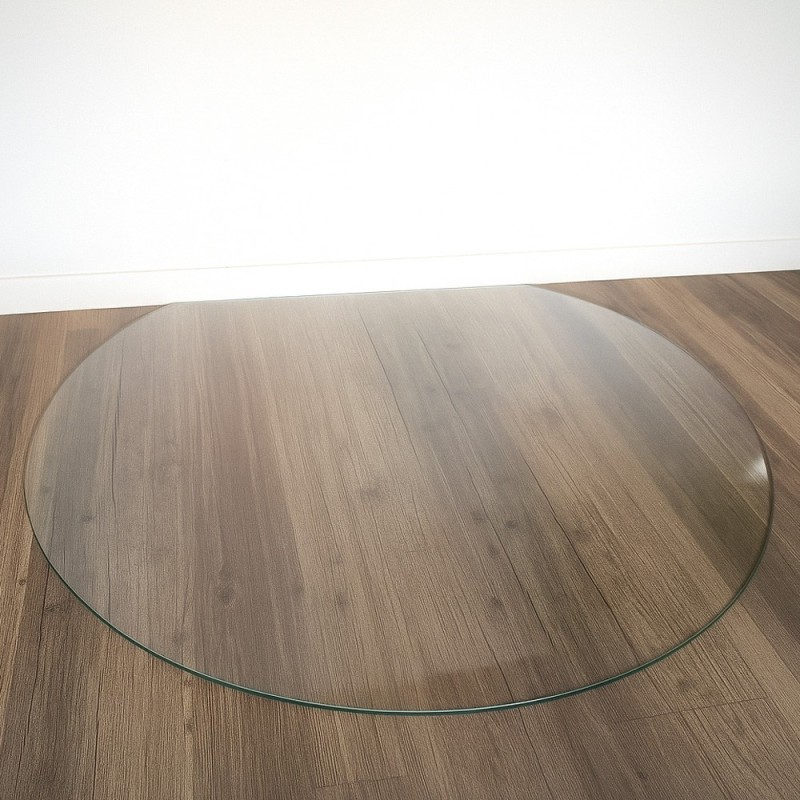 Plaque de sol rond coupé verre trempé 900 x 1000 mm R500