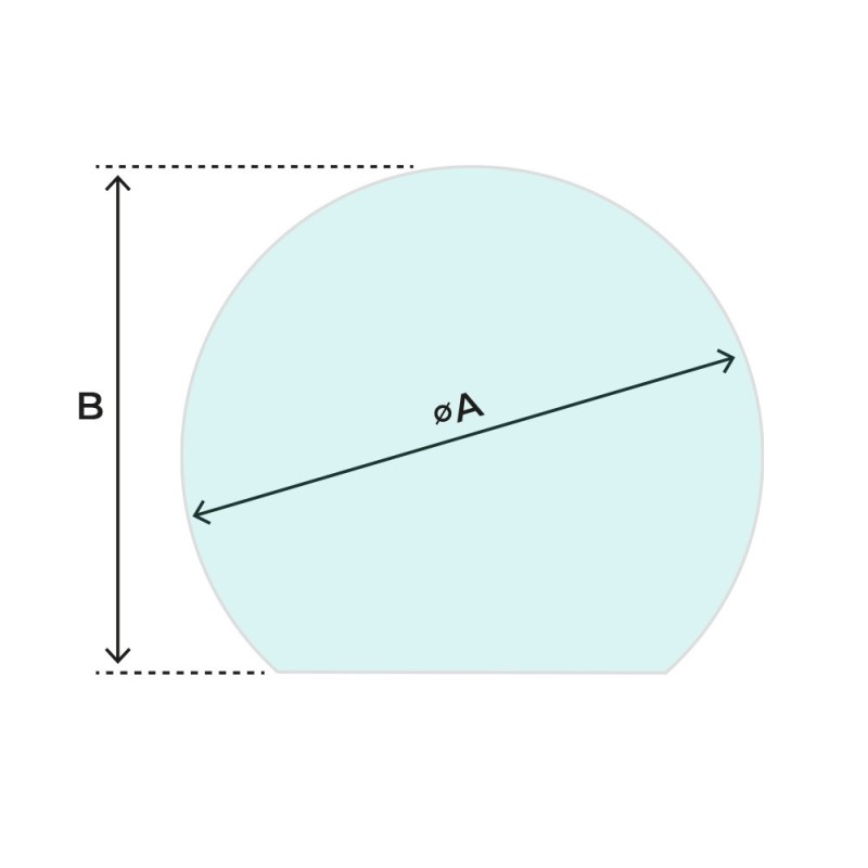 Plaque de sol verre clair rond coupé 900 x 1000 mm rayon 500