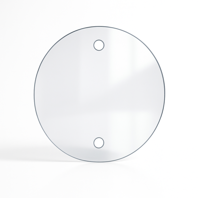 Verre vitrocéramique rond découpé sur mesure avec perçage - Capska.com