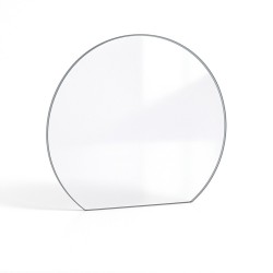 Flat, circular glass panel with straight lower edge