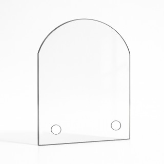 Vitre percée sur mesure - forme cintrée en partie haute