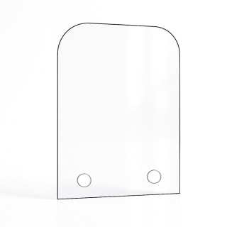 Glass with 2 rounded corners custom cut for fireplace - Capska