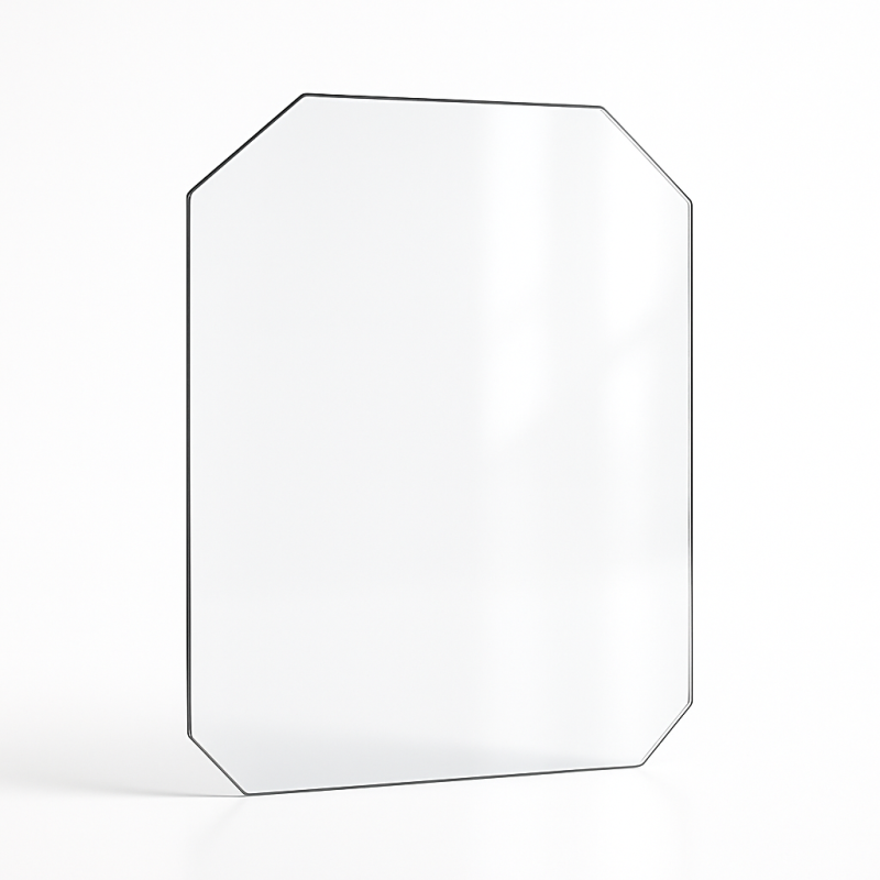 Vitre plate avec 4 angles coupés 5 mm sur mesure