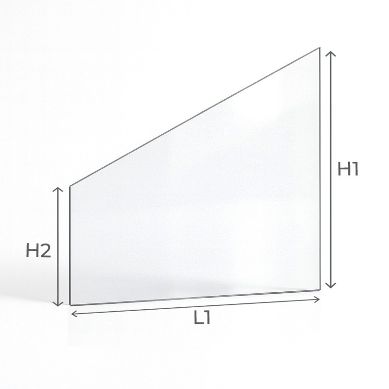 Glass for log burner or fireplace in trapezium shape 4mm - Capska