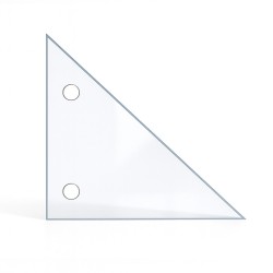 Drilled right-angled triangle glass panel - cut to measure