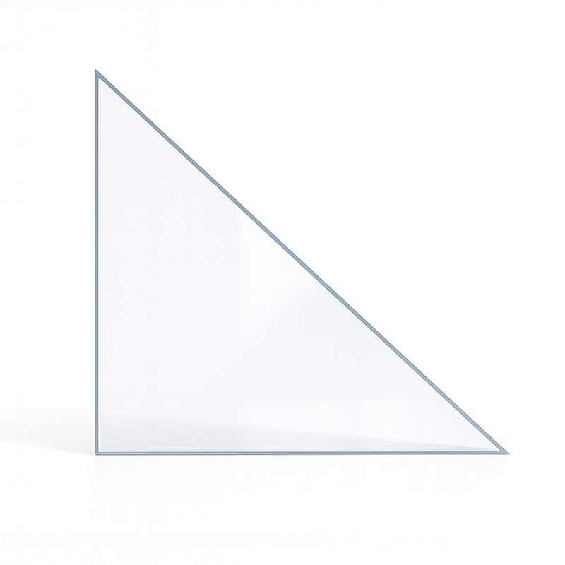 Vitre plate de forme triangle rectangle 4 mm sur mesure