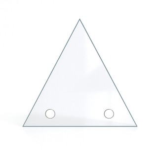 Vitre percée sur mesure forme triangulaire