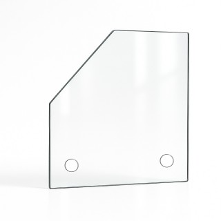 Vitre percée sur mesure forme 1 angle coupé