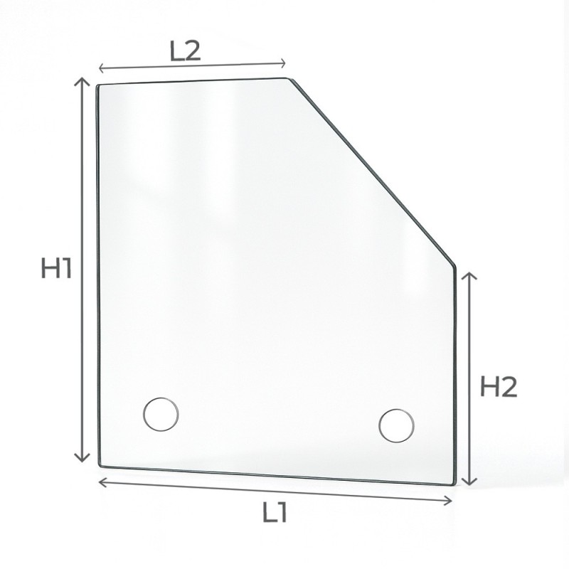 Maßgefertigte rechteckige Glasplatte mit 1 abgeschnittenen Ecke - Capska