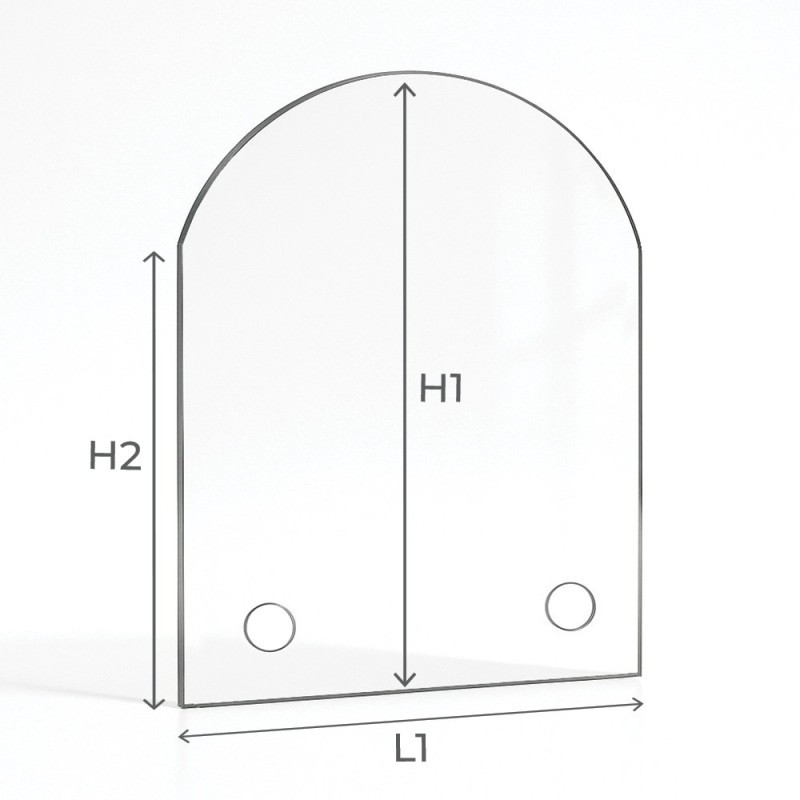 Vitre Godin CHAMONIX VITRE DU FOUR - Verre Rectangle cintré Percé sérigraphié pour insert