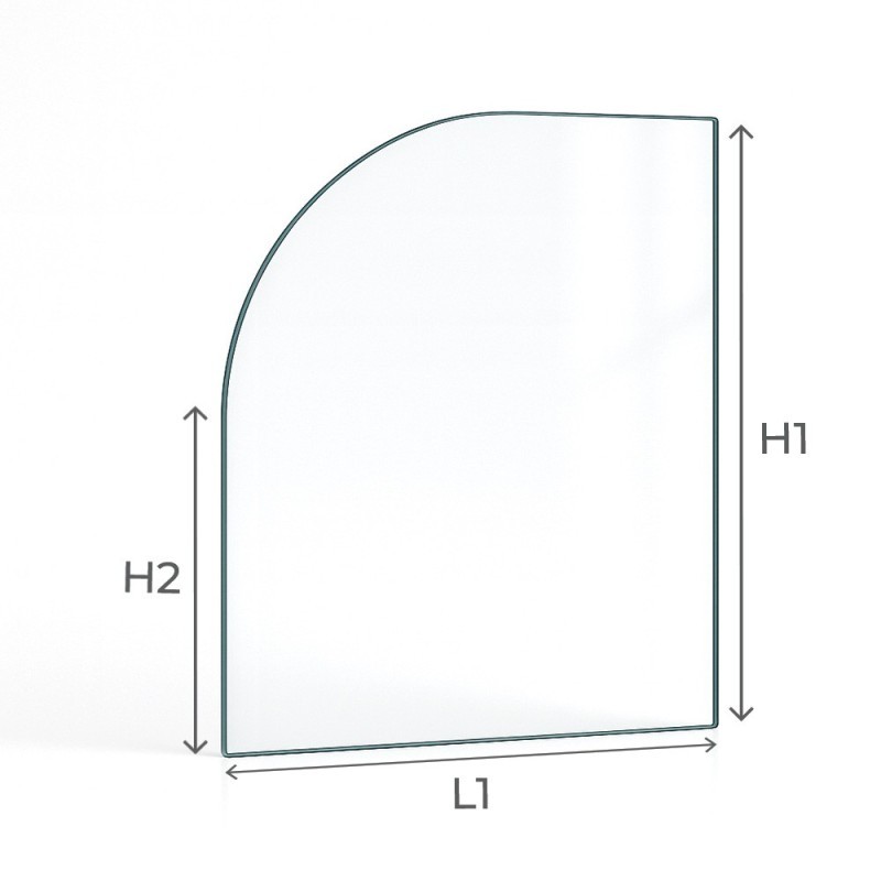 Vitre Invicta FOYER 700 2 PORTES - Verre Rectangle cintré Côté gauche pour insert