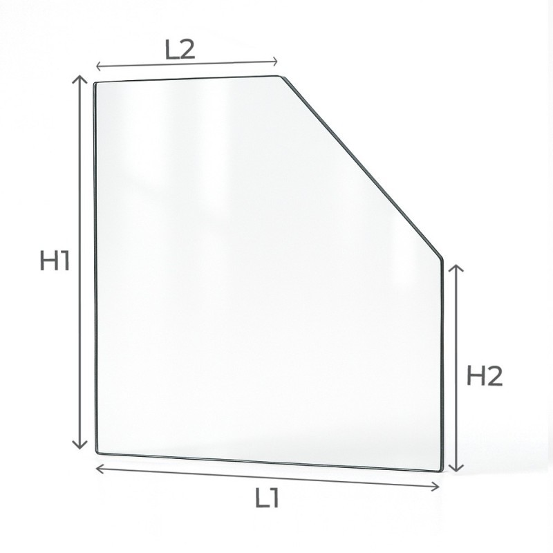 Invicta IWAKI Glas - 1 geschnittene Ecke Rechte Seite Kaminglas für Kaminofen