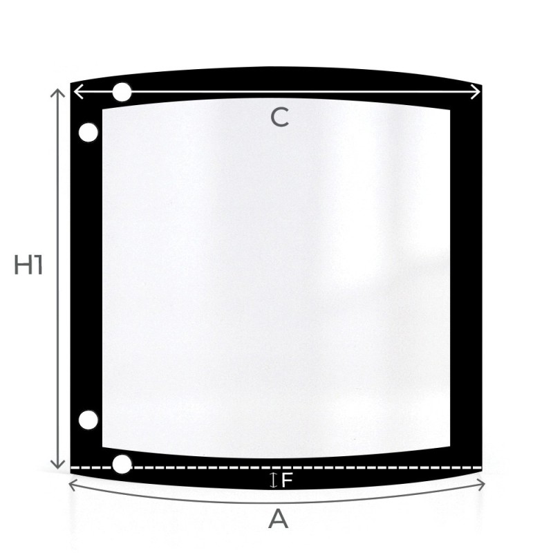 Cristall Oranier AMOS 120 - Vidre Corbat Perforat per Estufa de Llenya