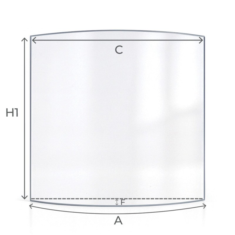 Romotop MENDOLO Glas - Kaminglas gebogen - Hitzebeständig bis 760°