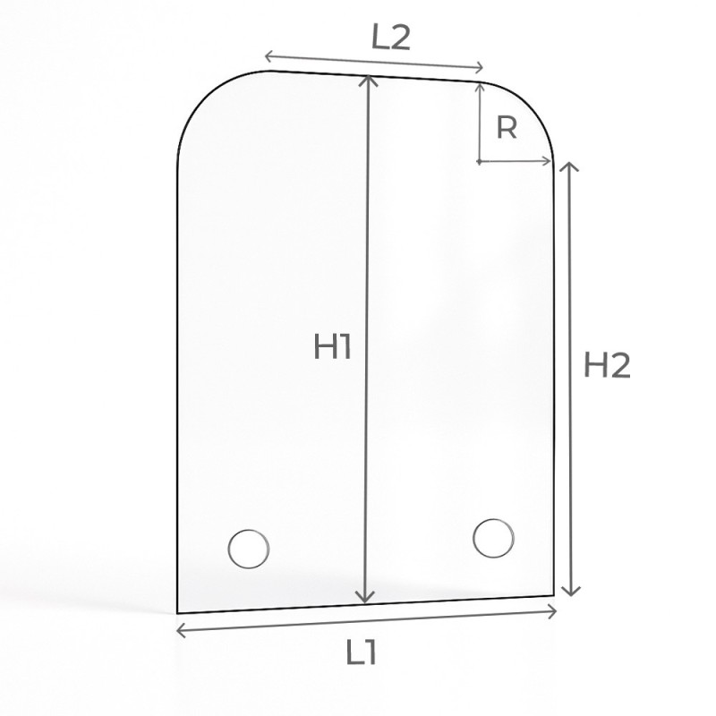 Glas mit 2 abgerundeten Ecken maßgeschneidert für Kamin - Capska
