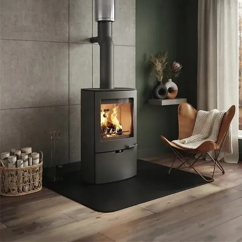 Piastra di base rettangolare 80 x 60 cm in acciaio nero per stufe a legna e pellet - Capska