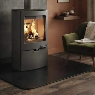 Square floor plate 75 x 75 cm in black steel for wood and pellet stoves - Capska