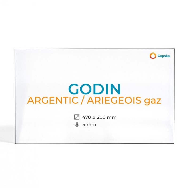 Godin ARGENTIC / ARIEGEOIS GAZ Glas - Rechteck Kaminglas für Kaminofen
