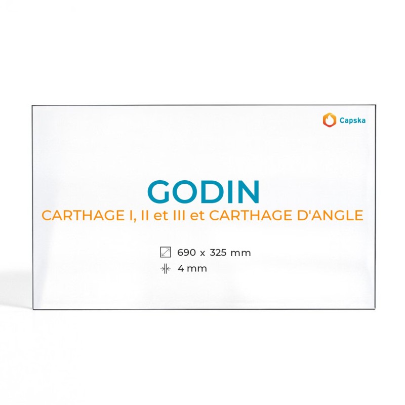 Godin CARTHAGE I, II, III et D'ANGLE Rechteck Kaminglas für Kaminofen