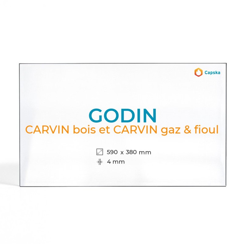 Godin CARVIN BOIS ET CARVIN GAZ & FIOUL Glas - Rechteck Kaminglas